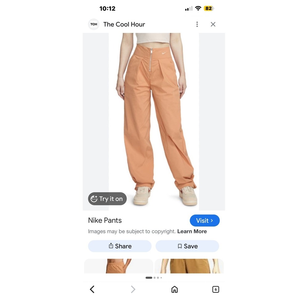 NWOT Nike Sportswear High Waisted Pleated Woven Pants Orange Women's XS